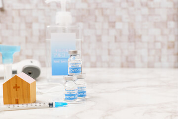 新型コロナウイルスの予防、検査、ワクチン、病院のイメージ