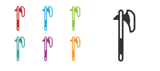 Black Medieval axe icon isolated on white background. Battle axe, executioner axe. Medieval weapon. Set icons colorful. Vector.