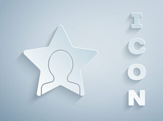 Paper cut Head hunting icon isolated on grey background. Business target or Employment sign. Human resource and recruitment for business. Paper art style. Vector.