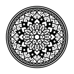 Circular pattern in form of mandala for Henna, Mehndi, tattoo, decoration. Decorative ornament in ethnic oriental style. Coloring book page.