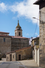 Vifranca Montes de Oca, Spain, January 10, 2019: Scenes from the Camino de Santiago as it passes through Montes de Oca, province of Burgos, Spain. Santiago church
