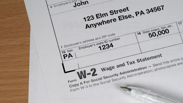 Copy A W-2 tax form for woman person Jane Doe (multiple-use names for unknown person). Wage and tax statement