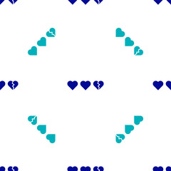 Blue Hearts for game icon isolated seamless pattern on white background. Vector.