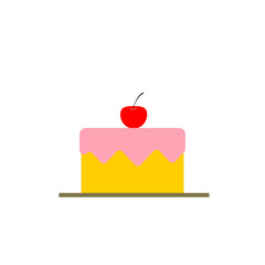 Cupcake with strawberry  icon. filled flat 