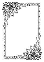 Mehndi flower decoration in ethnic oriental, indian style. doodle ornament. outline hand draw illustration. coloring book page.