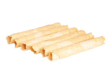 Waffle rolls snack stick isolated on the white