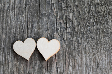 Two wooden hearts