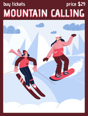 Vector poster of Mountain Calling concept