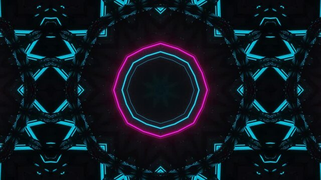 Abstract background animation dotted kaleidoscope motion. 4k video animation.
