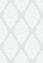 Seamless grey background with white pattern in baroque style. Vector retro illustration. Ideal for printing on fabric or paper for wallpapers, textile, wrapping. 