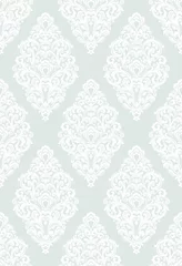 Foto auf Glas Seamless grey background with white pattern in baroque style. Vector retro illustration. Ideal for printing on fabric or paper for wallpapers, textile, wrapping.  © bulbbright