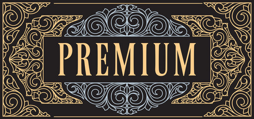 Premium - decorative ornate vintage label design