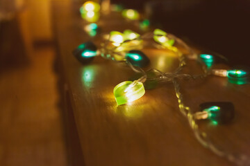 christmas lights on the table