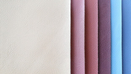 colorful leather catalog containing blue ,purple and blue tone color of leather. abstract faux...
