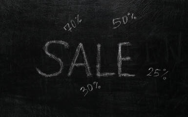 Sale word chalk hand drawn on blackboard