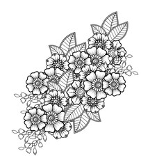 Mehndi flower decoration in ethnic oriental, indian style. doodle ornament. outline hand draw illustration. coloring book page.