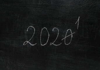 New year's transition from 2020 to 2021 on chalk board