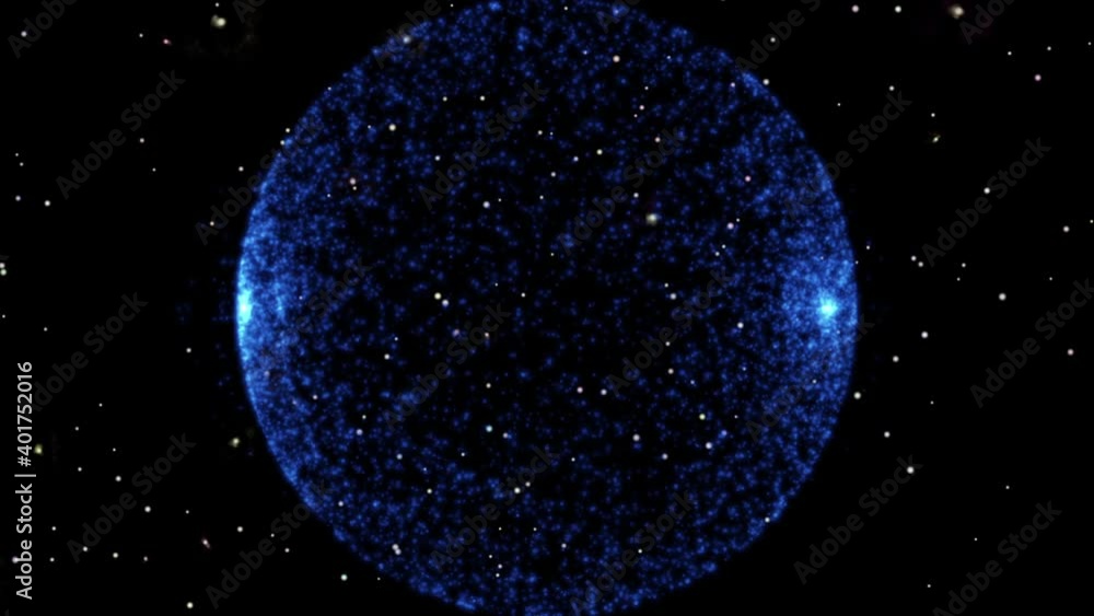 Canvas Prints isolated black background. a close-up of a blue planet, glowing and rotating on its axis in galactic