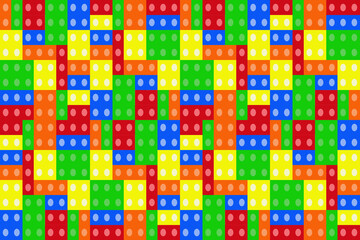 Repetition pattern of colorful construction blocks (red, green, yellow, blue, and orange)