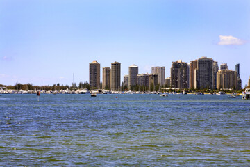 Gold Coast Broadwater looking from Southport to Main Beach skyline