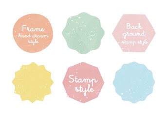 水彩風・スタンプ風の背景・フレームのセット　手描き　イラスト　枠　シンプル　タイトル