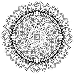 Circular pattern in the form of mandala. henna tatoo mandala. mehndi style. decorative pattern in oriental style. coloring book page.