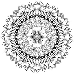 Circular pattern in the form of mandala. henna tatoo mandala. mehndi style. decorative pattern in oriental style. coloring book page.