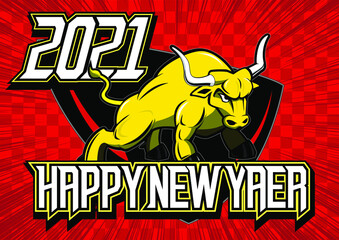 2021 YEAR OF THE BULL, Vector abstract illustration for the new year.