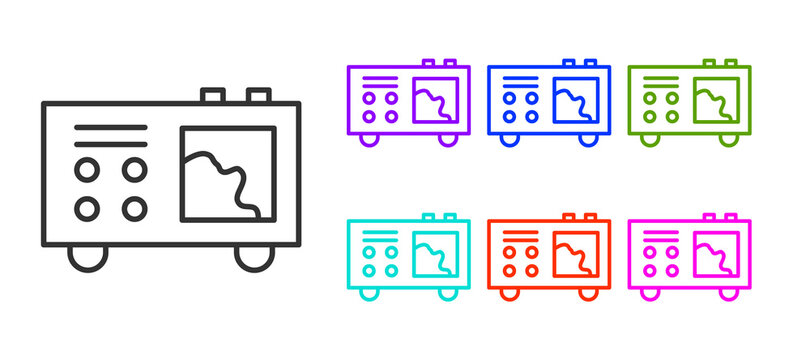 Black line Spectrometer icon isolated on white background. Set icons colorful. Vector.