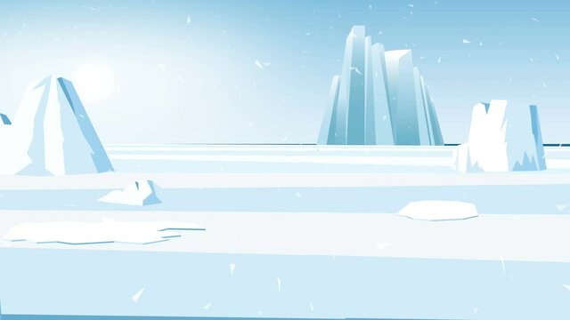 Ice melting polar glaciers, global warming - animation, 4K, 60fps