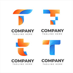 Set of letter t logo collection with colorful concept for company