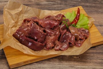 Raw chicken liver ready for cooking