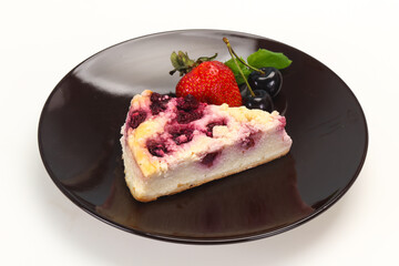 Cheesecake with cherry served strawberry