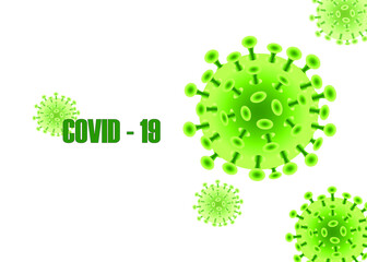 Coronavirus (COVID-19) is green. Infectious virus design over white background. Beautiful template, banner for media, websites, publications, news, prints. Vector illustration.