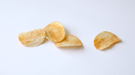 potato chips isolated on white background. snack