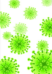 Coronavirus (COVID-19) is green. Infectious virus design over white background. Beautiful template, banner for media, websites, publications, news, prints. Vector illustration.