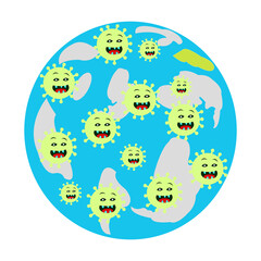 Vector illustration of a globe with covid