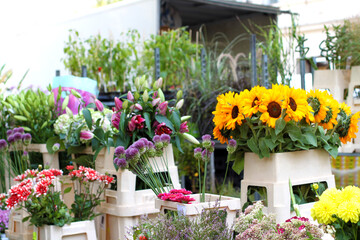 Fototapeta na wymiar Selling flowers in the market.