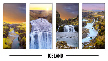 Collage of sunsets in Iceland