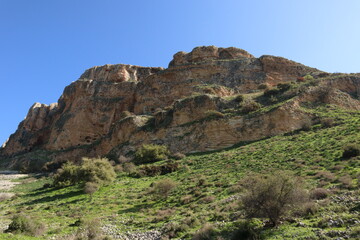 Fototapeta na wymiar Akbara cliff at Galilee in Winter 2020