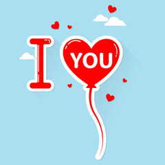 Valentine's Day declaration of love. I Love You template with heart. February 14 celebration.