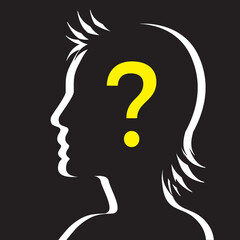 Silhouetted Human Head With Question mark Symbol
