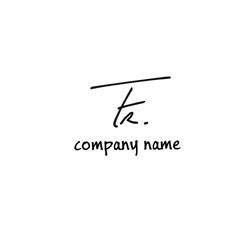 FR Initial handwriting or handwritten logo for identity. Black logo with signature and hand-drawn style on white background