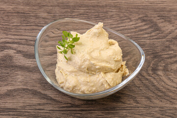 Vegan food - hummus with olive oil