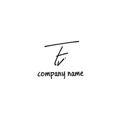 Fv Initial handwriting or handwritten logo for identity. Black logo with signature and hand-drawn style on white background