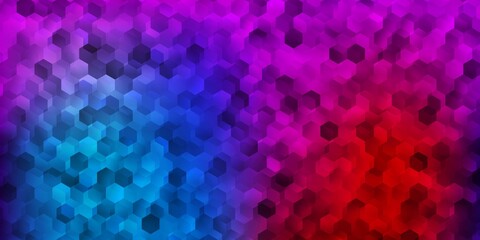 Light blue, red vector layout with shapes of hexagons.