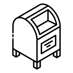 
Glyph isometric icon of letterbox, postal box
