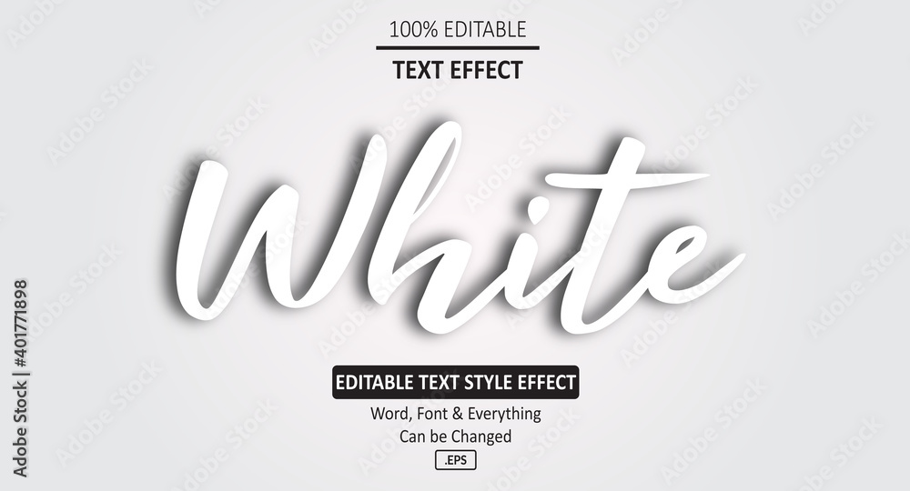 Poster smooth white vector text effect, editable text effect