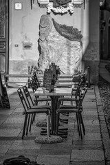 View of the old city centre, in the village of Orta, along the shores of the Orta Lake (piedmont, Northern Italy). UNESCO World Heritage Site.