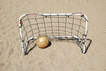 Beach football on sand beach   